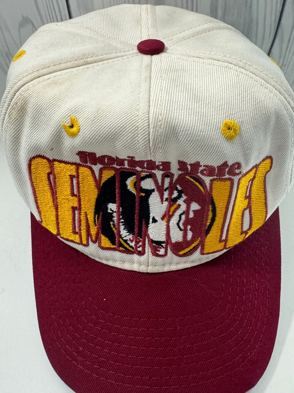 VINTAGE 90s Florida State Seminoles Hat Cap Snapback Red Big Logo